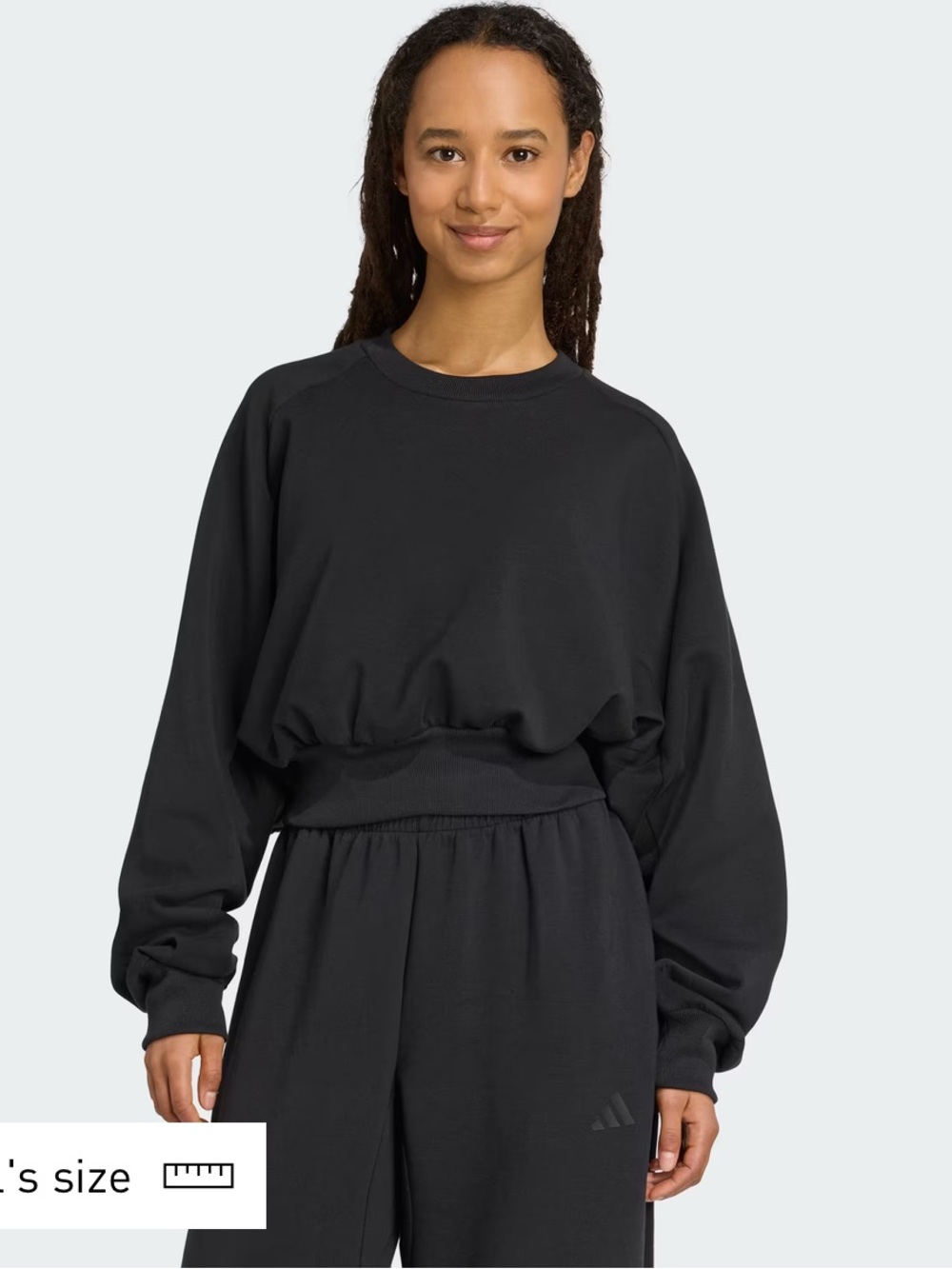 adidas Black Cropped Crewneck Sweatshirt